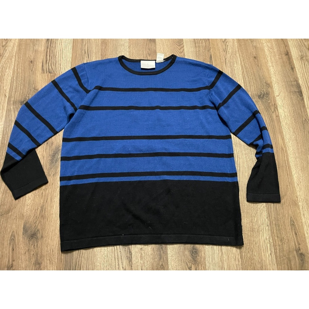 First Issue Shirt, Women's Medium, Blue Black, Striped, Long Sleeve, Crew Neck